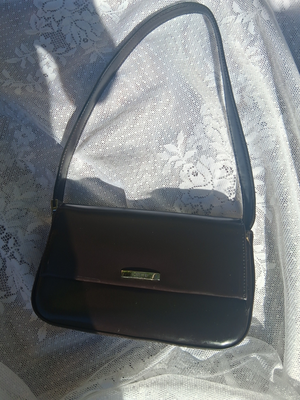Nine West Classic BlackBrown Leather Shoulder Bag